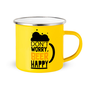 Don't worry BEER Happy, Κούπα Μεταλλική εμαγιέ Κίτρινη 360ml