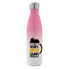 Metal mug thermos Pink/White (Stainless steel), double wall, 500ml