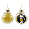 Transparent Christmas tree ball ornament with gold filling 8cm