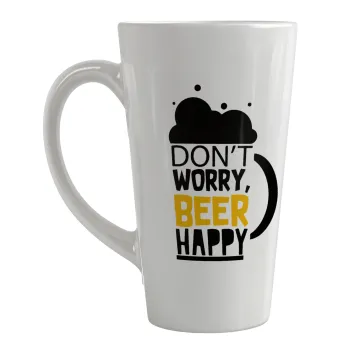 Don't worry BEER Happy, Κούπα κωνική Latte Μεγάλη, κεραμική, 450ml