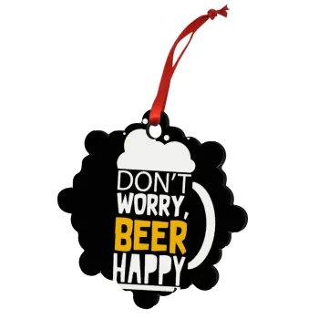 Don't worry BEER Happy, Στολίδι Χριστουγεννιάτικο στολίδι snowflake ξύλινο 7.5cm
