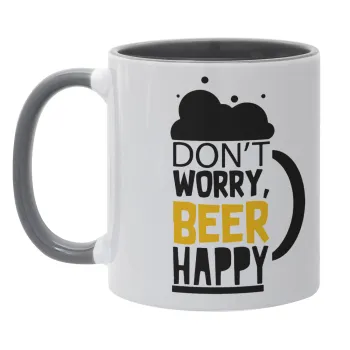 Don't worry BEER Happy, Mug colored grey, ceramic, 330ml