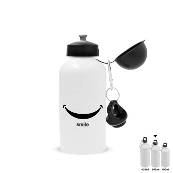 Smile!!!, Metal water bottle, White, aluminum 500ml