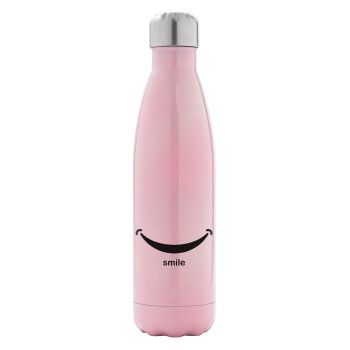 Smile!!!, Metal mug thermos Pink Iridiscent (Stainless steel), double wall, 500ml