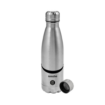 Smile!!!, Metallic water bottle, stainless steel, 750ml