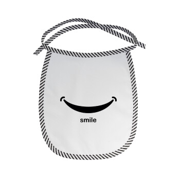 Smile!!!, Σαλιάρα μωρού αλέκιαστη με κορδόνι Μαύρη