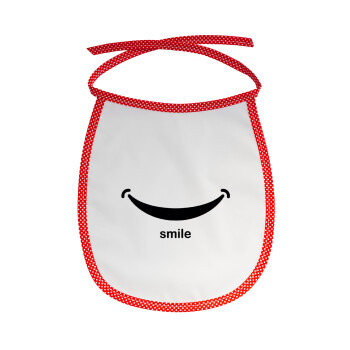 Smile!!!, Σαλιάρα μωρού αλέκιαστη με κορδόνι Κόκκινη
