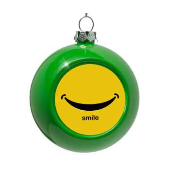 Smile!!!, Green Christmas tree ornament bauble 8cm