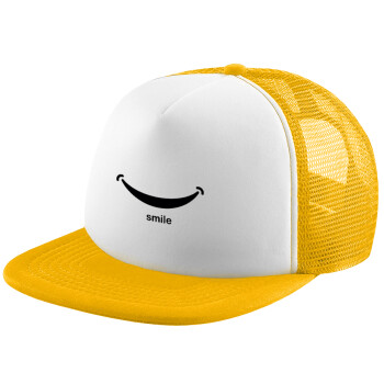 Smile!!!, Καπέλο Ενηλίκων Soft Trucker με Δίχτυ Κίτρινο/White (POLYESTER, ΕΝΗΛΙΚΩΝ, UNISEX, ONE SIZE)