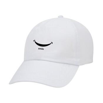Smile!!!, Καπέλο Ενηλίκων Baseball Λευκό 5-φύλλο (POLYESTER, ΕΝΗΛΙΚΩΝ, UNISEX, ONE SIZE)