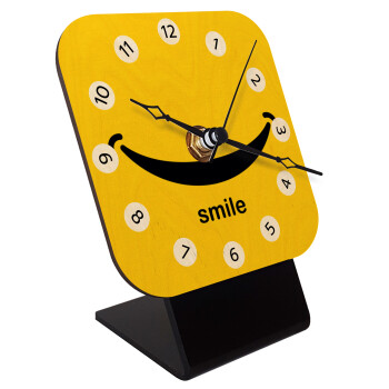 Smile!!!, Επιτραπέζιο ρολόι σε φυσικό ξύλο (10cm)