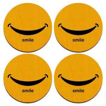 Smile!!!, ΣΕΤ x4 Σουβέρ ξύλινα στρογγυλά plywood (9cm)