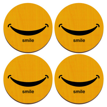 Smile!!!, ΣΕΤ x4 Σουβέρ ξύλινα στρογγυλά plywood (9cm)
