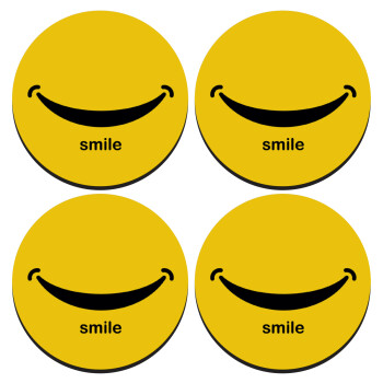 Smile!!!, ΣΕΤ 4 Σουβέρ ξύλινα στρογγυλά (9cm)