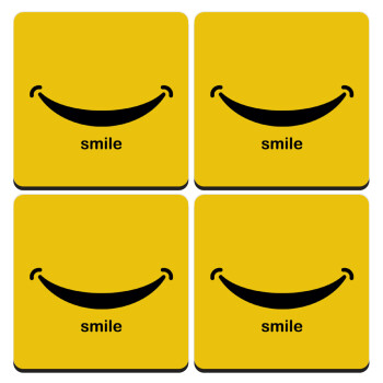 Smile!!!, ΣΕΤ 4 Σουβέρ ξύλινα τετράγωνα (9cm)
