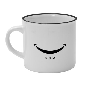 Smile!!!, Κούπα κεραμική vintage Λευκή/Μαύρη 230ml