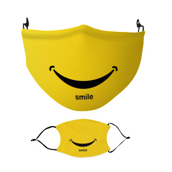 Smile!!!, Μάσκα υφασμάτινη Ενηλίκων πολλαπλών στρώσεων με υποδοχή φίλτρου