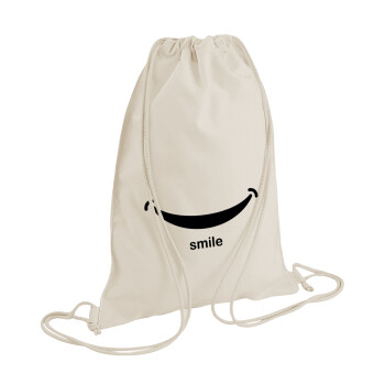 Smile!!!, Τσάντα πλάτης πουγκί GYMBAG natural (28x40cm)
