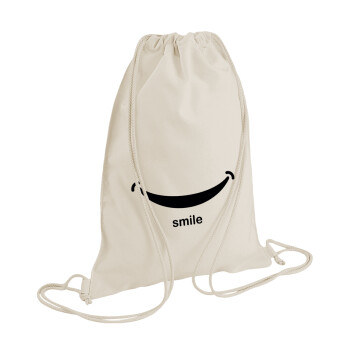 Smile!!!, Backpack bag GYMBAG natural (28x40cm)