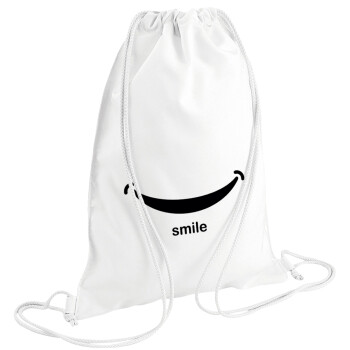 Smile!!!, Backpack pouch GYMBAG white (28x40cm)