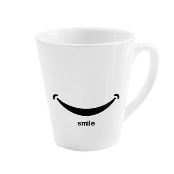 Smile!!!, Κούπα κωνική Latte Λευκή, κεραμική, 300ml