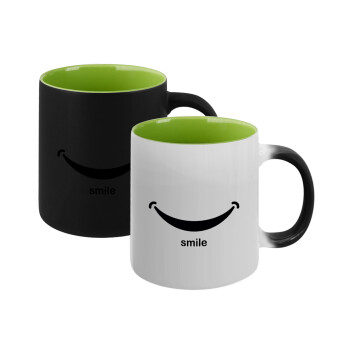 Smile!!!, Κούπα Μαγική εσωτερικό πράσινο, κεραμική 330ml που αλλάζει χρώμα με το ζεστό ρόφημα