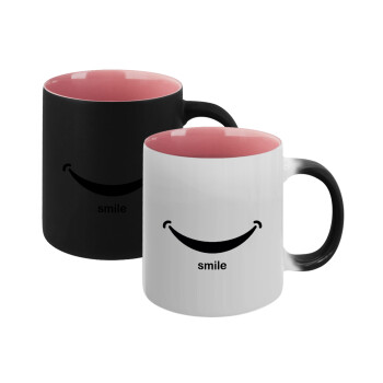 Smile!!!, Κούπα Μαγική εσωτερικό ΡΟΖ, κεραμική 330ml που αλλάζει χρώμα με το ζεστό ρόφημα