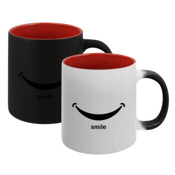 Smile!!!, Κούπα Μαγική εσωτερικό κόκκινο, κεραμική, 330ml που αλλάζει χρώμα με το ζεστό ρόφημα (1 τεμάχιο)