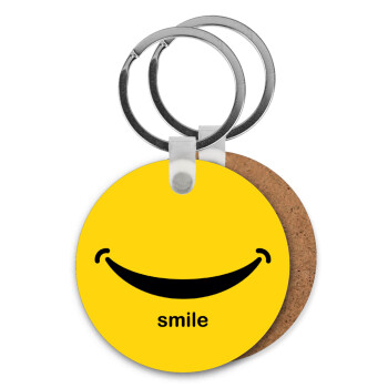 Smile!!!, Μπρελόκ Ξύλινο στρογγυλό MDF Φ5cm