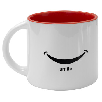 Smile!!!, Κούπα κεραμική 400ml Λευκή/Κόκκινη