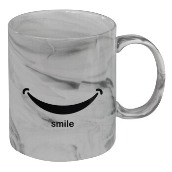 Smile!!!, Mug ceramic marble style, 330ml