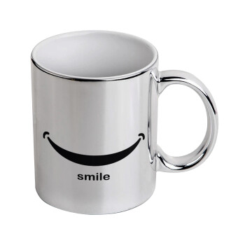 Smile!!!, Κούπα κεραμική, ασημένια καθρέπτης, 330ml