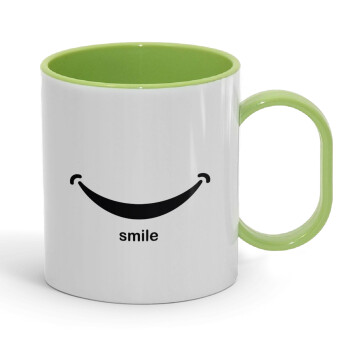 Smile!!!, Κούπα (πλαστική) (BPA-FREE) Polymer Πράσινη για παιδιά, 330ml