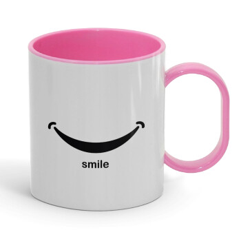 Smile!!!, Κούπα (πλαστική) (BPA-FREE) Polymer Ροζ για παιδιά, 330ml