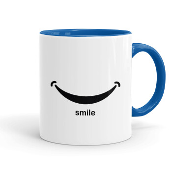 Smile!!!, Mug colored blue, ceramic, 330ml