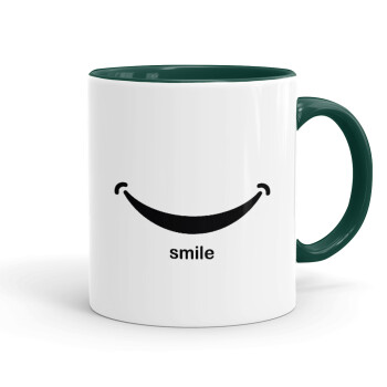 Smile!!!, Κούπα χρωματιστή πράσινη, κεραμική, 330ml