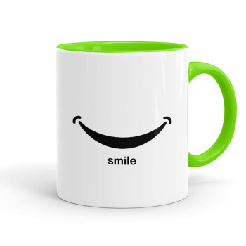 Smile!!!, Mug colored light green, ceramic, 330ml