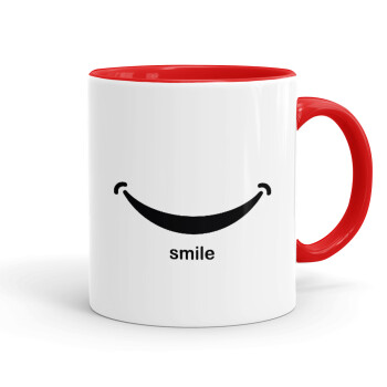 Smile!!!, Κούπα χρωματιστή κόκκινη, κεραμική, 330ml