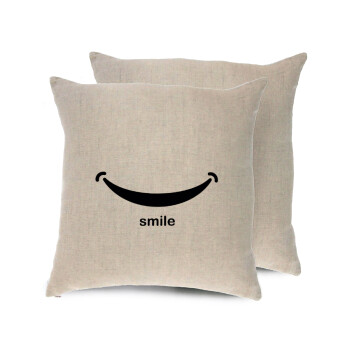 Smile!!!, Μαξιλάρι καναπέ ΛΙΝΟ 40x40cm περιέχεται το  γέμισμα