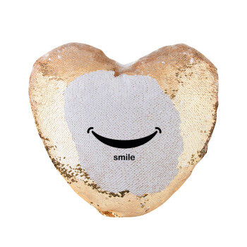 Smile!!!, Μαξιλάρι καναπέ καρδιά Μαγικό Χρυσό με πούλιες 40x40cm περιέχεται το  γέμισμα
