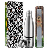Easter Set, metallic stainless thermos flask (500ml) & scented flat Easter candle (30cm) (GRAY)