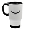 Stainless steel travel mug with lid, double wall white 450ml