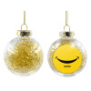 Transparent Christmas tree ball ornament with gold filling 8cm