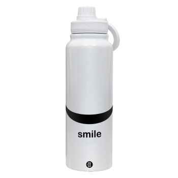 Smile!!!, 1L Stainless Steel Thermal Bottle with Phone Holder & Double Wall Insulation