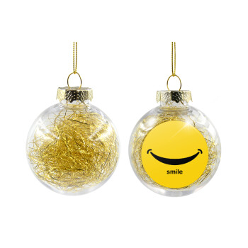 Smile!!!, Χριστουγεννιάτικη μπάλα δένδρου διάφανη με χρυσό γέμισμα 8cm