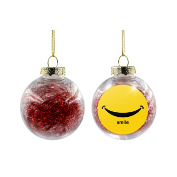 Smile!!!, Transparent Christmas tree ball ornament with red filling 8cm