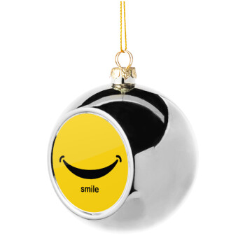 Smile!!!, Silver 8cm Christmas tree ball ornament