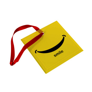 Smile!!!, Στολίδι Χριστουγεννιάτικο στολίδι γυάλινο τετράγωνο 9x9cm