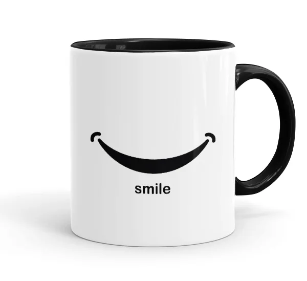 Smile!!! — Mug colored black, ceramic, 330ml