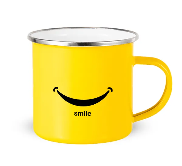 Smile!!! — Κούπα Μεταλλική εμαγιέ Κίτρινη 360ml